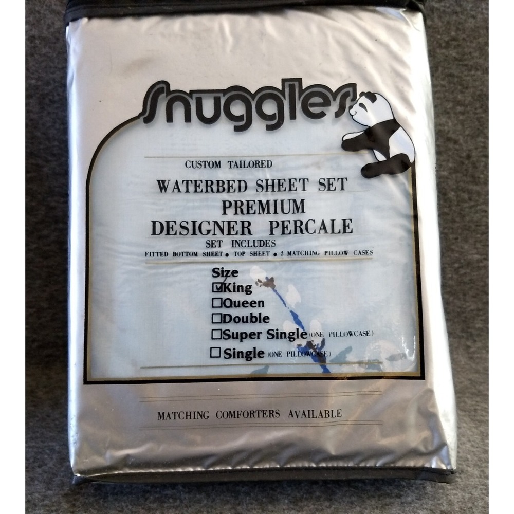 Vtg Snuggles King Waterbed Sheet Set 4Pc Premium Percale Cotton Blend NEW NOS